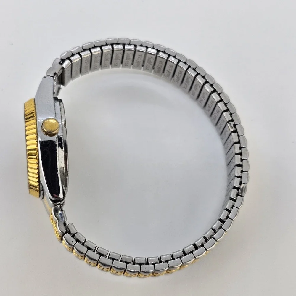 VTG Pulsar Women's Watch 24MM Black Dial Two Tone Stretch Band 5.75